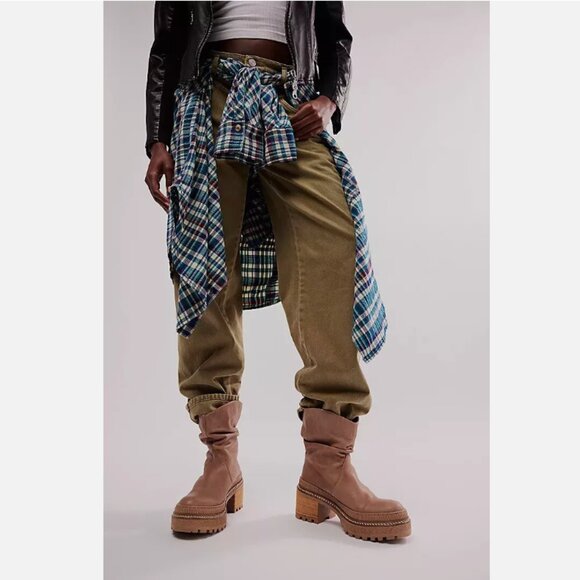 New Free People Mel Slouch Boots Size 6.5 MSRP: $268 Leather hazelnut - Picture 1 of 6